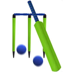 Foam Cricket Set Full Starter Cricket Set With 30″ Cricket Bat 2 Foam Balls 3 Plastic Wickets for Adults Kids Beginners