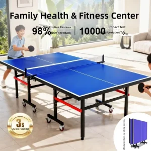 Foldable 18mm MDF Sport Table Tennis Table for Indoor Durable Ping Pong Table with Net Eco Friendly Easy Assembly Sturdy Frame