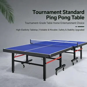Foldable Indoor Ping Pong Table with Wheels Thickened Panel Metal Frame for Professional Competitions and Training