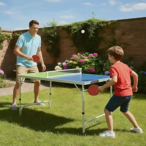 Foldable Ping Pong Table 100% Preassembled Table Tennis Table with Net 2 Paddles Ping Pong Balls for Indoor Outdoor