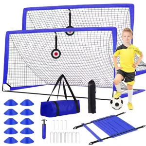 Foldable Portable 6x4FT Steel Frame Durable Soccer Goal Set Indoor Outdoor Pop up Goals for Kids Youth & Adult Games