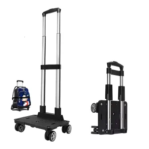 Foldable Telescopic Trolley Cart 4 Wheels Schoolbag Backpack Handle for Travel Shopping Wheeled Luggage Accessories