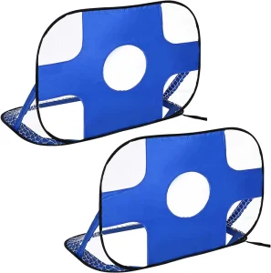 Football Goals Pop up Goal Portable Football Net Set of 2 Mini Goals Mobile with Carry Bag Foldable Blue 120 X 80 X 80 cm
