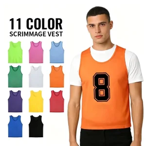 Football Training Bibs Polyester Mesh Soccer Vest Sublimation Printed Team Name & Numbers