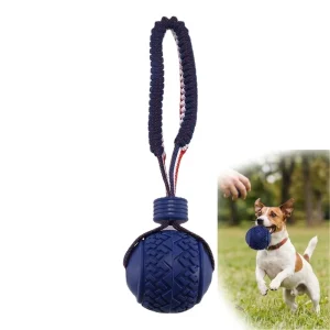 For Cross Border Pet Toy Thermoplastic Rubber Tire Ball Elastic Rope Dog Training Chew Toy Durable Chew and Roam Ball