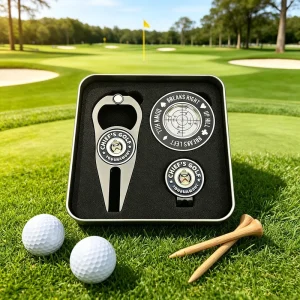 For Men Golf Gift Set Classic Round Ball Marker Custom Printing Golf Divot Repair Tool Poker Chip Golf