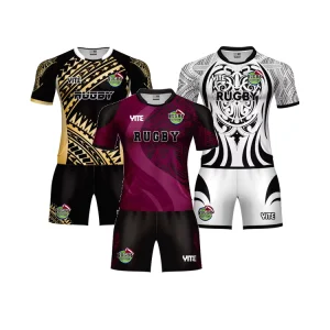 Full Sublimation Printed Men’s Rugby Jersey Customized Logo 100% Polyester Rugby League Uniforms Quick Dry Breathable