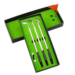 Funny Desktop Mini Golf Course Game Golf Ball Pen Putting Green Flag Gift Set