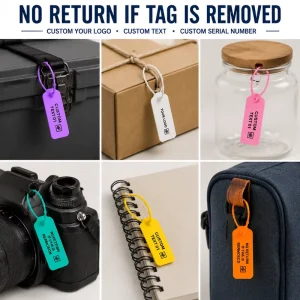 Garment Plastic Seal Hang Tags Custom Disposable Zip Tie Security Labels For Clothing Shoes Bags