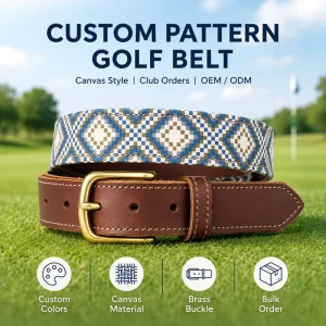 Geometric Pattern Golf Belt Adjustable Durable Comfortable Custom Pattern Design for Golf Sports Daily Outdoor Wearing