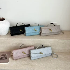 Glitter Rhinestone Clutch Bag Women’s Sparkly Evening Handbag with Top Handle Chain Shoulder Crossbody Bag for Party