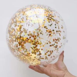 Glitter Sequin PVC Inflatable 30cm Lightweight Custom Logo Beach Ball Super Transparent Water Toy for Kids Adults Outdoor Pool