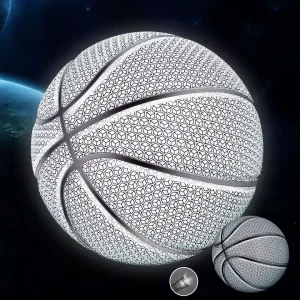 Glow in the Dark Basketball Night Reflection Light Holographic Basketball Size 5/6 Rubber Training Ball Logo
