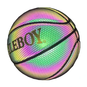 Glow in the Dark Freestyle Reflective Basketball Ball Official Size 7 Natural Rubber and Butyl Composite Leather Any Colors Match