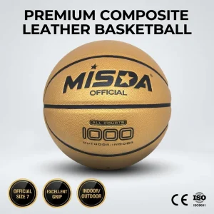 Gold PU Custom High Quality Leather Natural Rubber Size 4 &5 &6 &7 Basketball With Logo For Indoor & Outdoor Training