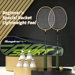 Graphite Fiber Durable Lightweight Moderate Rigidity High Elastic PU Defensive Type Badminton Racket Beginners Training Set
