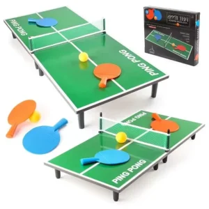 Green Wood Portable Tabletop Tennis Mini Game Table Tennis for Kids and Adults With Bats Table Tennis