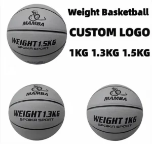 Grey Heavy Weighted Basketball PU rubber Material Customizable Logo Size 7 Improves Dribbling Speed