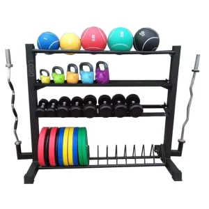 Gym Fitness Equipment Barbell Plates Storage Multifunctional 4 Tiers Dumbbell Rack