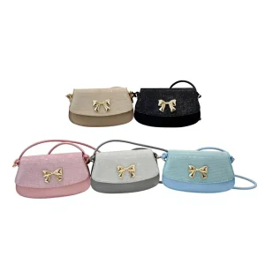 HK High Beauty Women’s All Match Crossbody Shoulder Bag with Bow Saddle Underarm PU Design Trendy Spring Fashion
