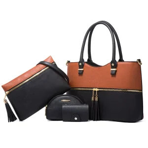 Hand Bag Set 4 Pieces Luxury Tassel Designer Office Purses Woman Bag Sets Colorful Handbags