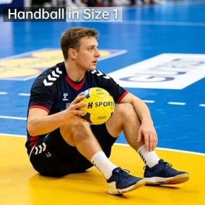 Handball Customizable PU Leather Logo Available in Blue and Yellow