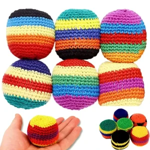Handmade Knitted Sandbag Kick Balls Rainbow Circle Knitted Footbag Colorful Juggling Ball Hacky Ball Soft Knitted Kick Ball Toys