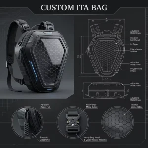 Hard Shell Urban Tech Ita Bag Modular Molle System Ergo Padded Straps Hexagon Grid Panel Anti Scratch Pin Display Rucksack