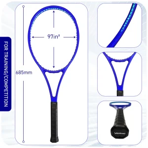 Head Size 97in Ultra Metallic Blue Carbon Fiber Tennis Racket for Training PS97L