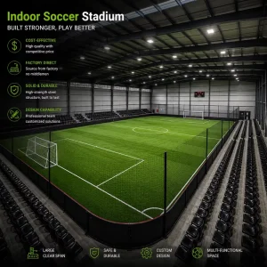 Heavy Duty Steel Structure Indoor 11 a Side Football Stadium Large Span Professional Soccer Arena