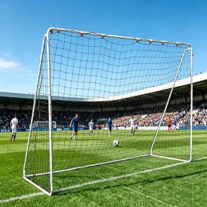 High Quality 11 a-side Soccer Goal with Durable Net Official Size Football for Match Training