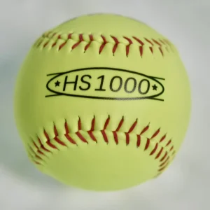 High Quality 12 Inch Training Softball Baseball PVC Leather Grade Cushioned Cork Core Handmade Flat Seams Construction Yellow