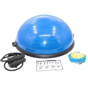High Quality 58cm Half Yoga Exercise Balance Ball with Resistance Band and Pump for Yoga Fitness Home Gym Workout