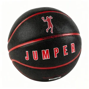 High Quality Custom Logo Durable Size 3 4 5 6 7 PU Fiber Composite Leather Black Red Line Nylon Wound Butyl Bladder Basketball