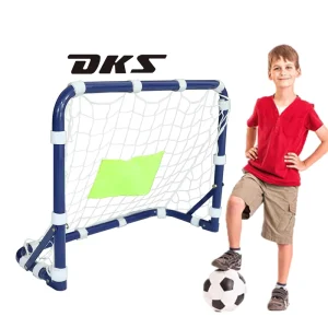 High Quality DKS Double Mini Folding Soccer Goal Set for Kids Portable Removable Steel Frame with Polyester Net 4x4cm Mesh