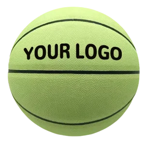 High Quality Durable Light Green PU Leather Basketball Size 5/6 Indoor Outdoor Games Customizable Logo Flexible Direct