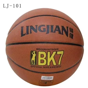 High Quality LINGJIAN LJ 101 Official Standard Size 7 Customized Logo Basketball Natural Rubber Bladder 570 580g Weight