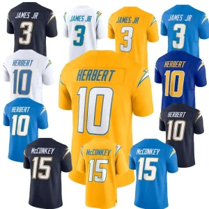 High Quality Los Angeles Fully Stitched #15 McConkey #10 Herbert #3 James Jr American Football Jersey