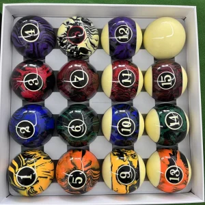 High Quality NEW Special Style 2-1/4″ 57.2mm Resin Material Marblized Billiard Ball Set Pool Balls