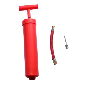 High Quality Red Football Basketball Pump with Polypropylene & Metal Pole for Air Inflation