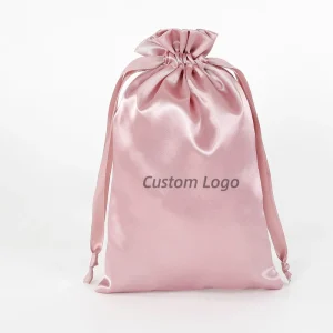 High Quality Soft Satin Bag Jewelry Packaging Dust Pouch Silk Satin Hair Drawstring Bags with Logo Printed