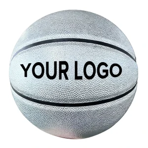 High Quality Standard Size Silver Basketball Customizable Logo Colors Indoor Outdoor Club Training Matches Basketball