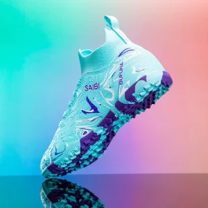 High-Top Soccer Shoes with Rubber Studs All-Season Breathable Football Cleats for Men/Women Students