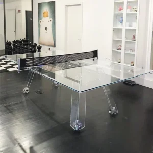 High end Club Crystal Tempered Glass Ping Pong Table Luxury Home Competition & Entertainment Table Commercial Display Table