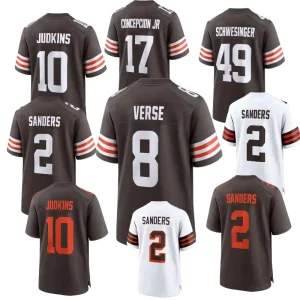 High quality Cleveland Fully Stitched #2 Sanders #10 Judkins #49 Schwesinger #8 Verse American Football Jersey