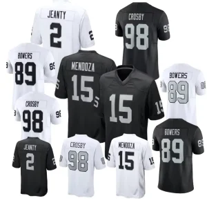 High quality Las Vegas Fully Stitched #34 Jackson #98 Crosby #15 Mendoza #2 Jeanty #89 Bowers American Football Jersey