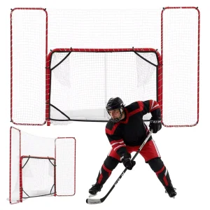 Hockey Goal with Backstop and Targets Durable Net for Indoor Outdoor Use Lightweight and Portable Training Equipment