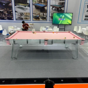 Home Pink Glass Billiards Table Modern Heavy Duty Luxury Tempered Glass Custom Designed 7ft 8ft 9FT Slate Pool Table