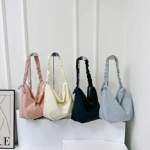 Honour Me Women Fashion Yoga Leisure Sports Portable Lightweight Waterproof Nylon Tote Shoulder Bag Side Cinch