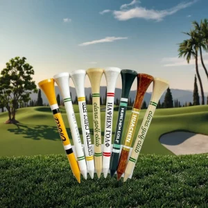 Huacheng HC2184T Factory Custom Bamboo Golf Tees with Wooden Logo 83/70/54mm Sizes Durable Length Color Stripes